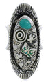 Southwest Turquoise Butterfly And Bear Silver Ring Size 5-3/4 PX41276